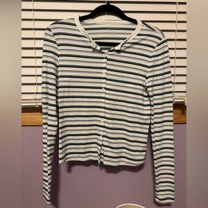 American Eagle Outfitters Blue and Green Striped Sweater
